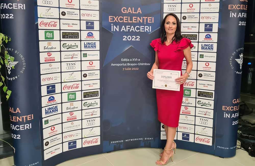 Alina Paul, CEO DO SECURITY, Premiu de Excelență în cadrul Galei Excelenței în Afaceri C.C.I. Brașov